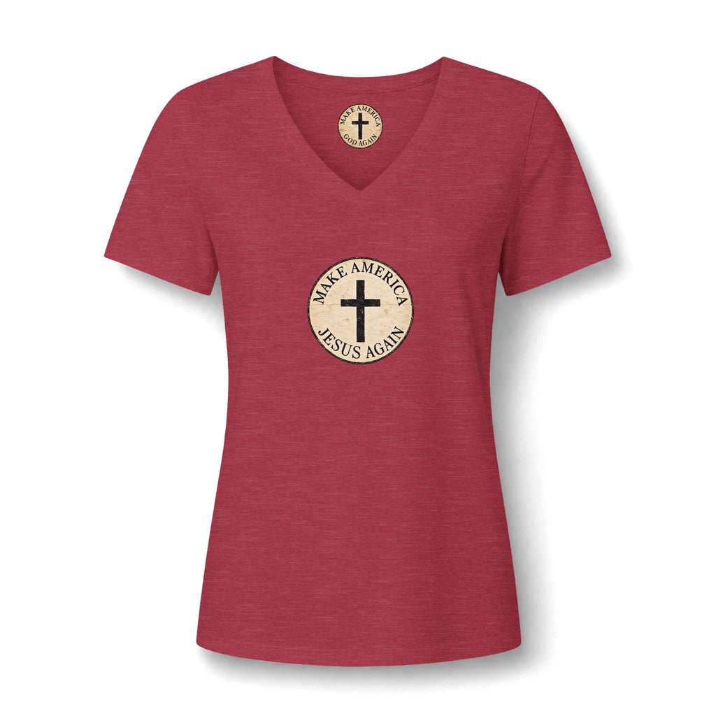 Women's Relaxed Heather CVC V-Neck Tee