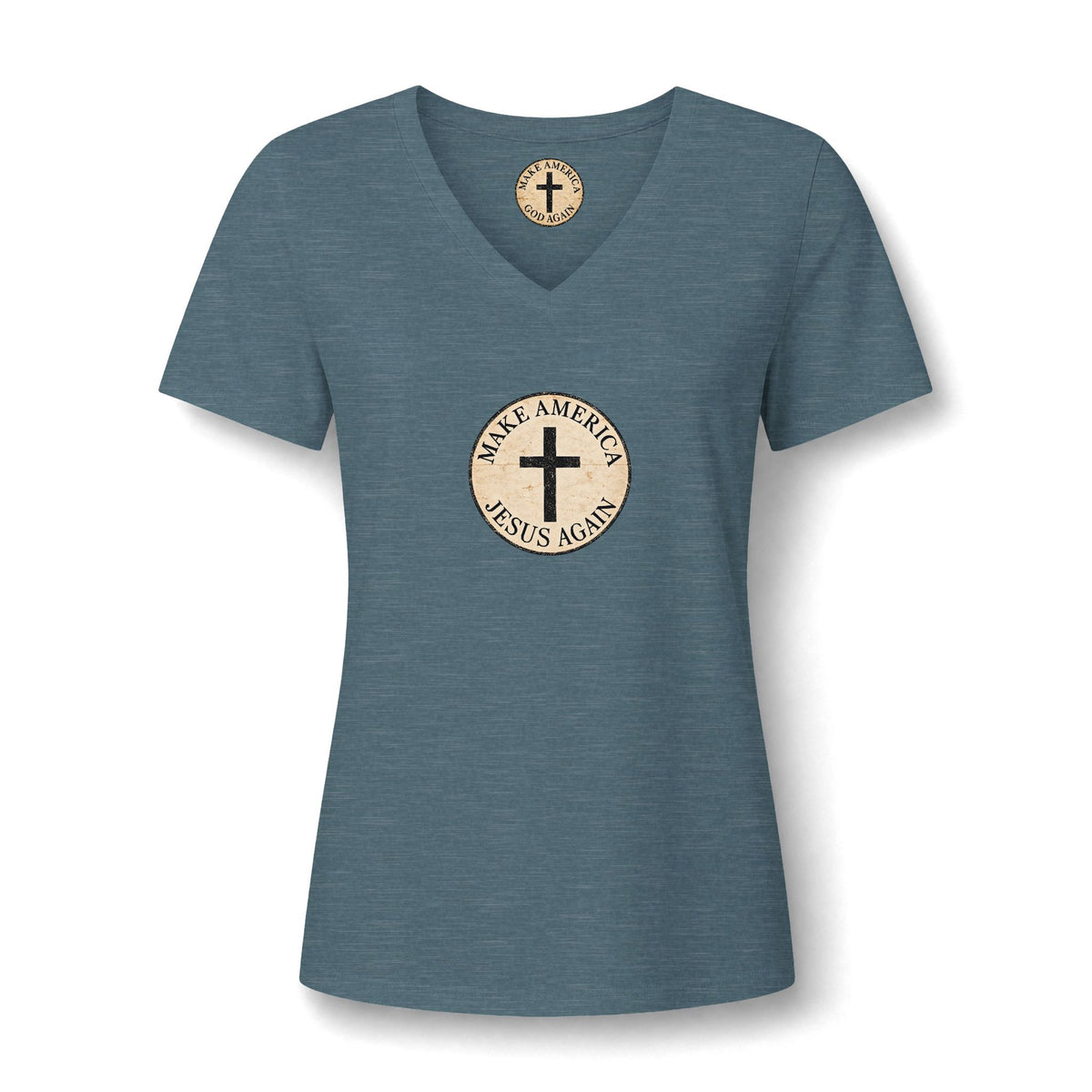 Women's Relaxed Heather CVC V-Neck Tee