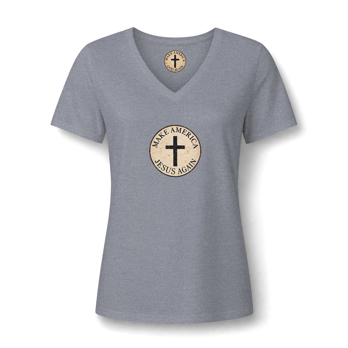 Women's Relaxed Heather CVC V-Neck Tee