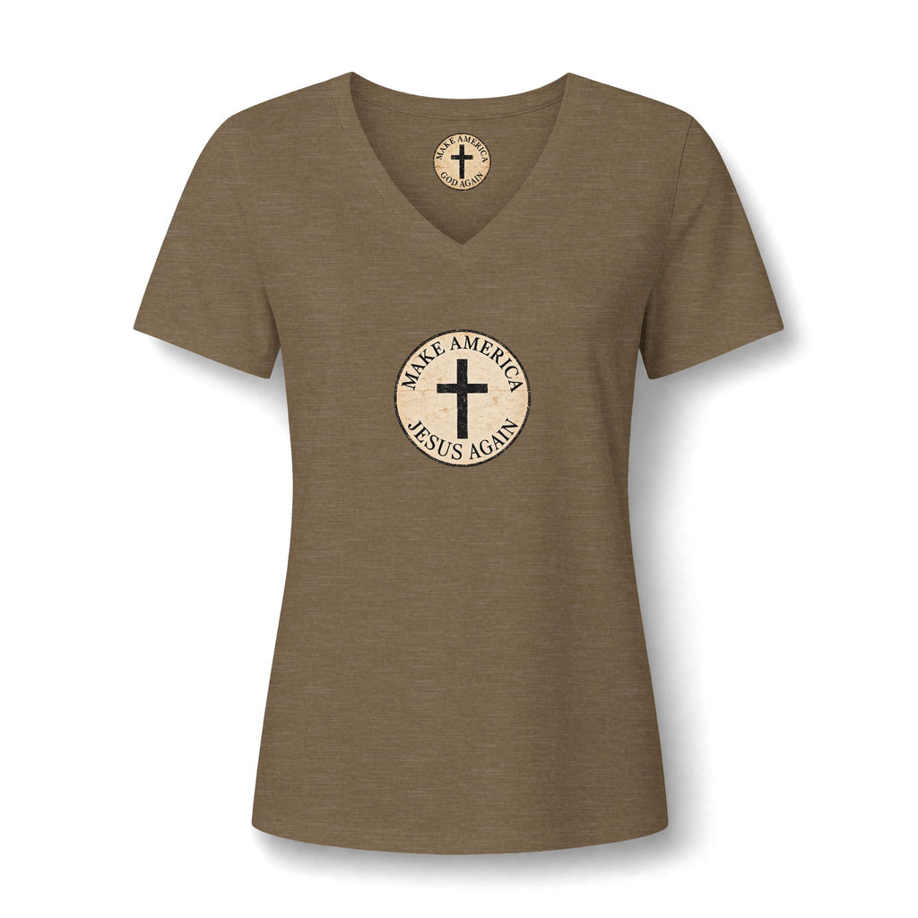 Women's Relaxed Heather CVC V-Neck Tee